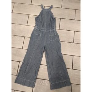 Pilcro Anthropologie Wide Leg Denim Jumpsuit Halter Neck Blue Size 0